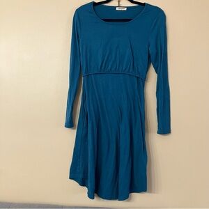 Blue Long Sleeve Maternity Nursing Dress